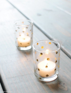 Handicrafts - Gold spot candle holders.